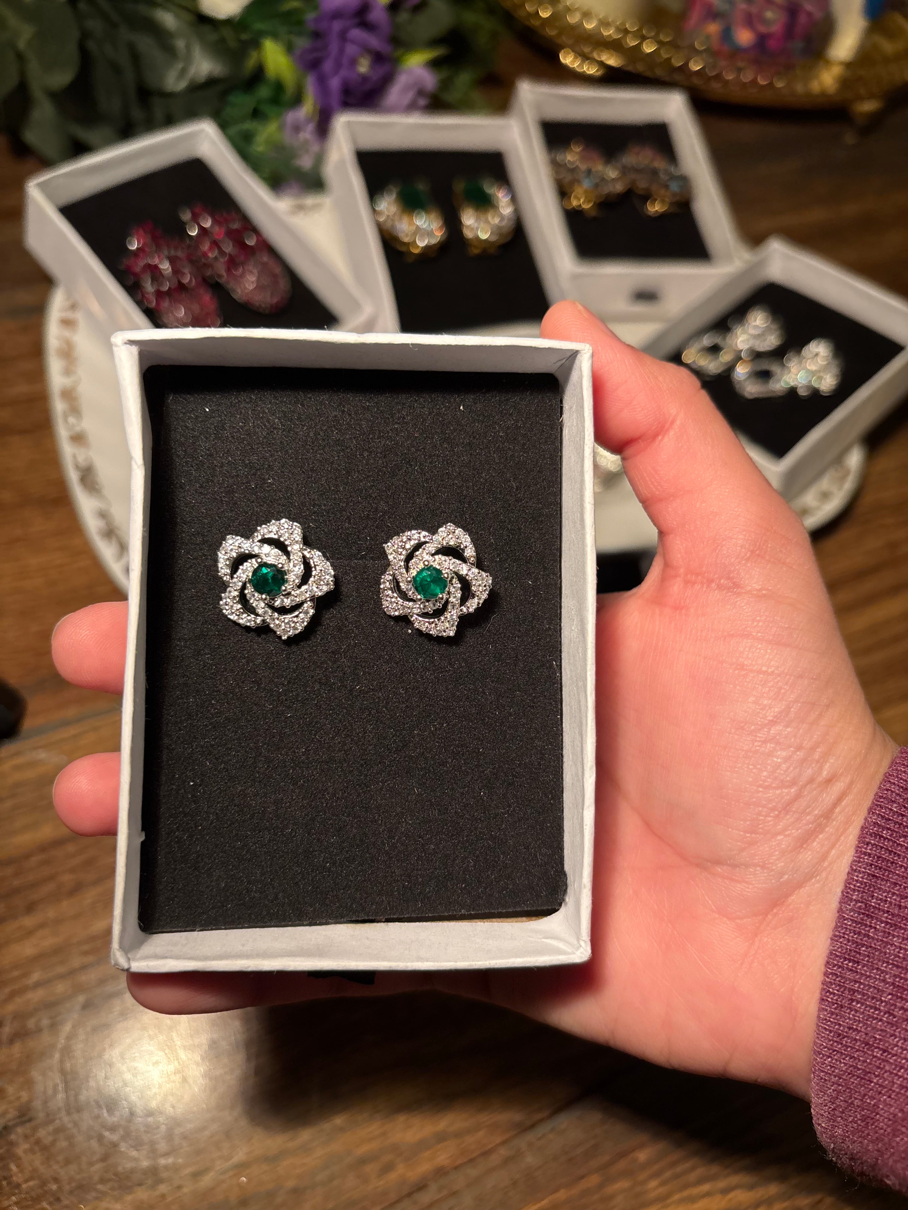Emerald Bloom Studs