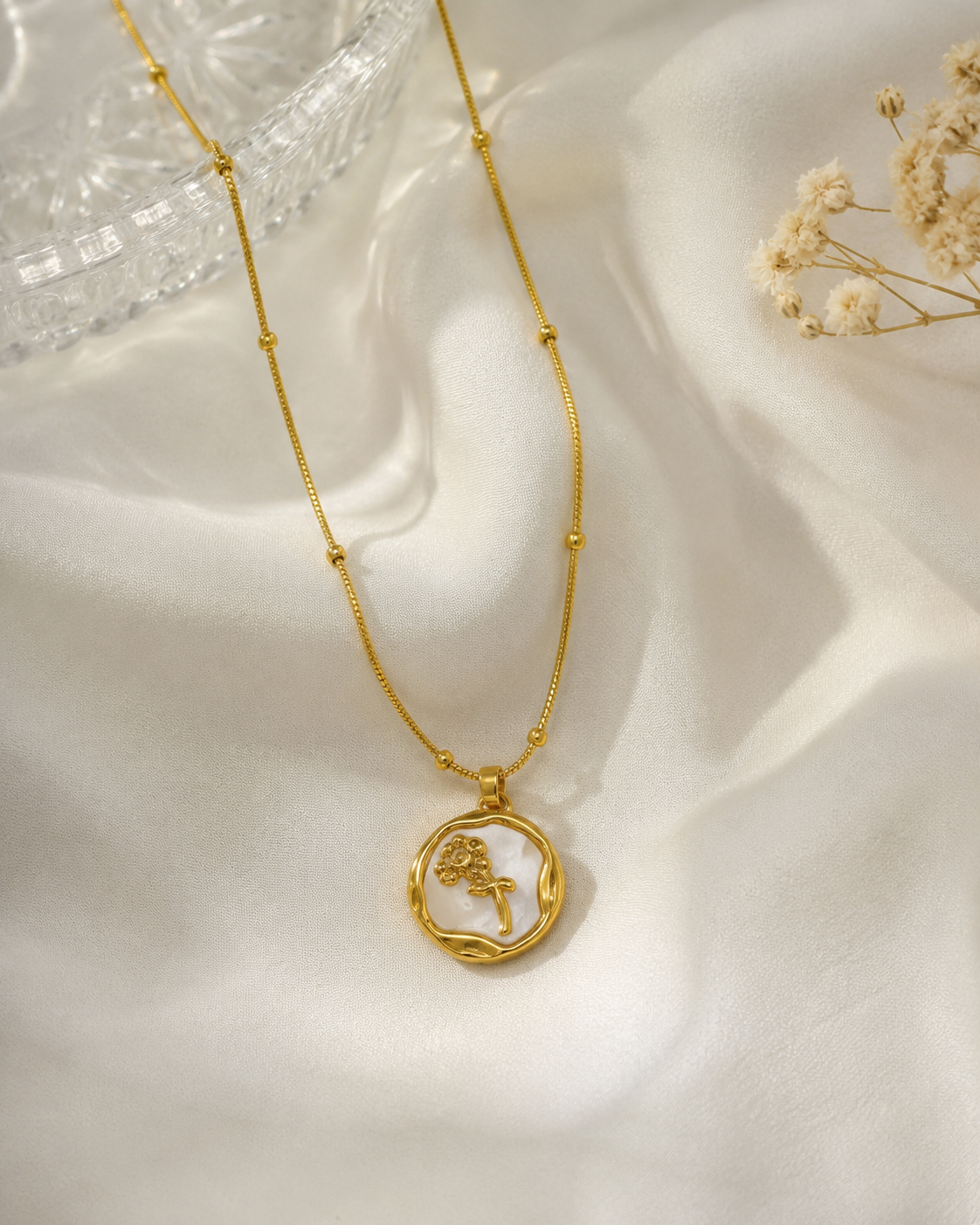 Floral Coin Necklace