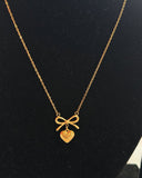 Bow Heart Charm Necklace