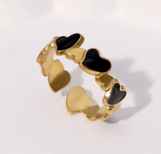 Black Heart Band Ring
