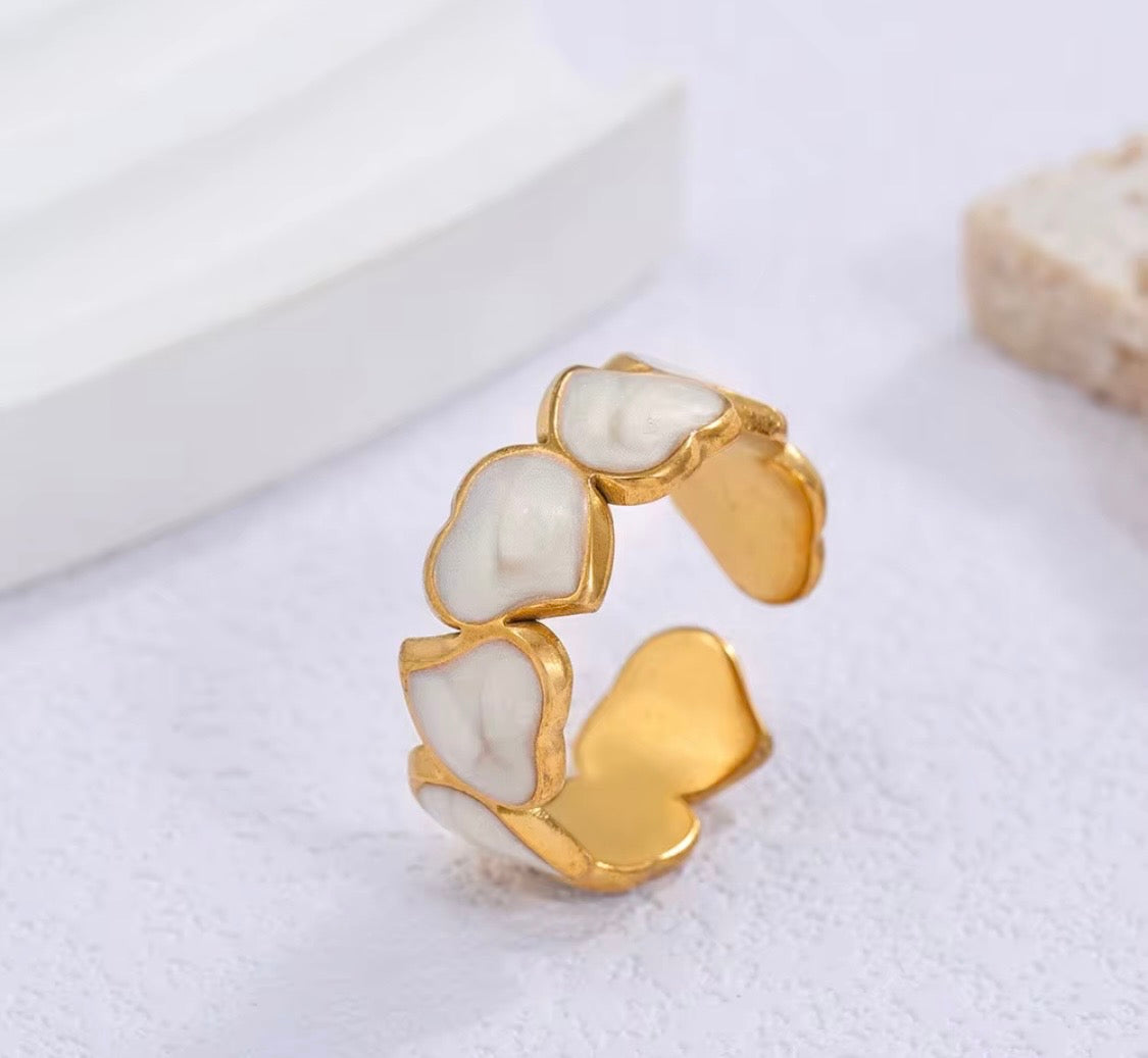 White Heart Loop Ring